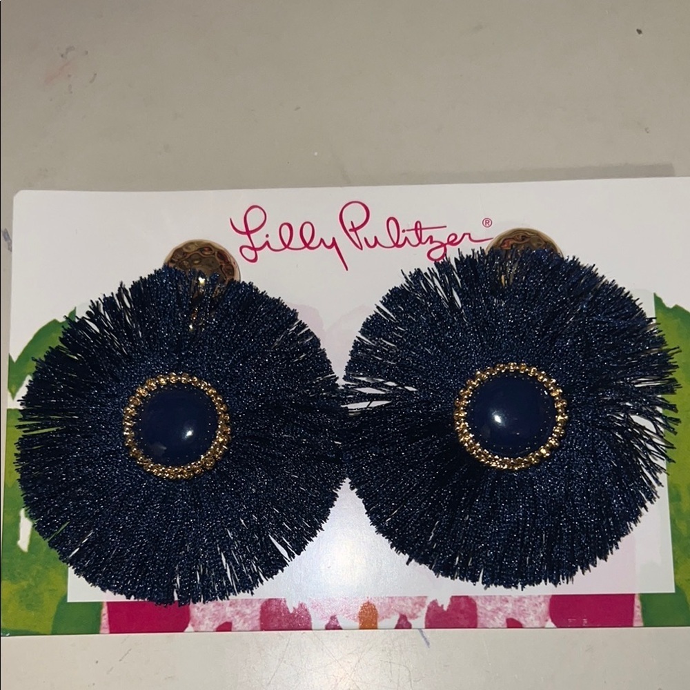 Lilly Pulitzer true navy fantastic earrings - Picture 2 of 4
